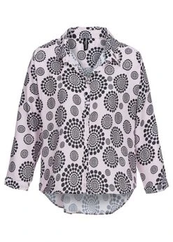 Madonna Bluse 40-6854 Kleiner Kragen Hinten Länger Punkte Allover Rose