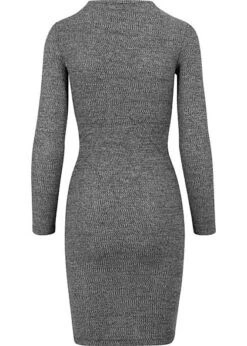 Urban Classics Damen Ribbed Mini Langarm Kleid Dunkel Grau -ModeWelt Verkäufe 18114065 3