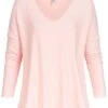 Seventyseven Lifestyle Damen Viskose Longsleeve Schlitz Seitlich Rosa -ModeWelt Verkäufe 18129006