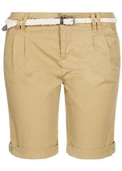 Eight2Nine Damen Chino Bermuda Shorts 5-Pockets Inkl. Flechtgürtel Natural Beige