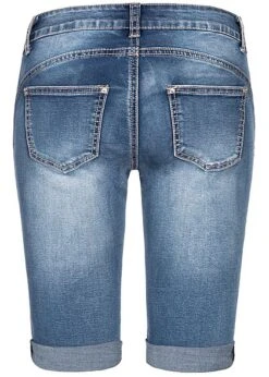 Seventyseven Lifestyle Damen Bermuda Shorts 5-Pockets Destroy Look Blau Denim -ModeWelt Verkäufe 19057038 2
