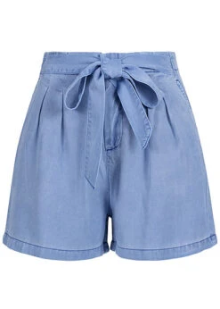 Vero Moda Damen Belted Loose Summer Denim Shorts 2-Pockets Granada Sky Blau