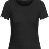 ONLY Damen NOOS Ribbed T-Shirt Mit Frilldetails Schwarz -ModeWelt Verkäufe 20020398