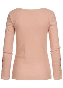 Styleboom Fashion Damen Ribbed Longsleeve Knopfleiste Old Rosa -ModeWelt Verkäufe 20026195 3