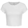 ONLY Damen Ribbed Crop Top T-Shirt Mit Wellendetails Am Saum Cloud Dancer Weiss -ModeWelt Verkäufe 20030960