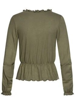 ONLY Damen Cropped Longsleeve Schnürausschnitt Kalamata Oliv Grün -ModeWelt Verkäufe 20031100 1