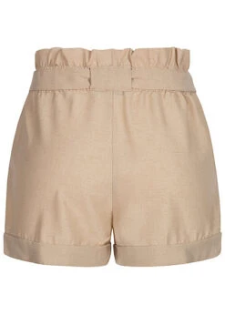 ONLY Damen Paperbag Shorts Inkl. Bindegürtel High Waist 2-Pockets Humus Beige -ModeWelt Verkäufe 20042078 2