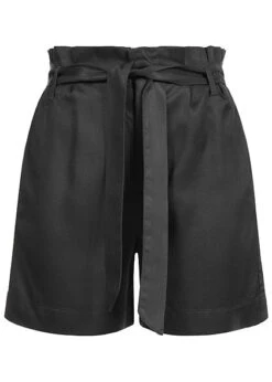 ONLY Damen High Waist Paperbag Shorts Inkl. Bindegürtel 2-Pockets Schwarz