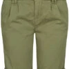 Eight2Nine Damen Chino Bermuda Shorts Inkl. Flechtgürtel Oliv Grün
