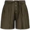 ONLY Damen NOOS High-Waist Shorts Bindegürtel 2-Pockets Knopfleiste Forest Night Oliv
