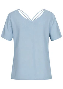 ONLY Damen V-Neck Blusen Shirt Mit Strings Oben Faded Denim Blau -ModeWelt Verkäufe 20052638 1