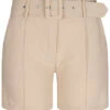 Fresh Lemons Damen High-Waist Shorts Inkl. Breiter Gürtel 2-Pockets Beige