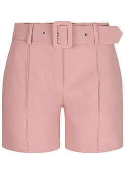 Fresh Lemons Damen High-Waist Shorts Inkl. Breiter Gürtel 2-Pockets Old Rose