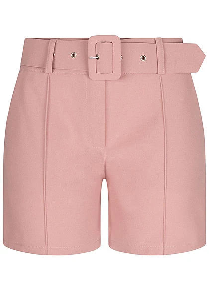 Fresh Lemons Damen High-Waist Shorts Inkl. Breiter Gürtel 2-Pockets Old Rose 3 Fresh Lemons Damen High-Waist Shorts Inkl. Breiter Gürtel 2-Pockets Old Rose