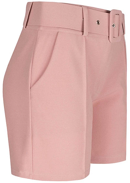 Fresh Lemons Damen High-Waist Shorts Inkl. Breiter Gürtel 2-Pockets Old Rose 4 Fresh Lemons Damen High-Waist Shorts Inkl. Breiter Gürtel 2-Pockets Old Rose – Bild 2