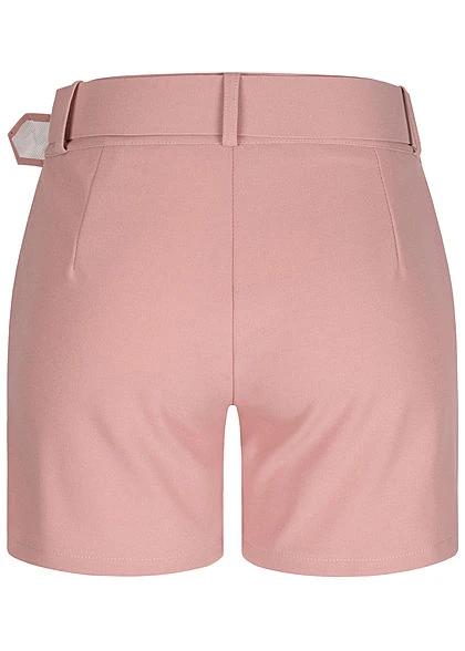 Fresh Lemons Damen High-Waist Shorts Inkl. Breiter Gürtel 2-Pockets Old Rose 5 Fresh Lemons Damen High-Waist Shorts Inkl. Breiter Gürtel 2-Pockets Old Rose – Bild 3