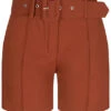 Fresh Lemons Damen High-Waist Shorts Inkl. Breiter Gürtel 2-Pockets Copper Braun -ModeWelt Verkäufe 20055058