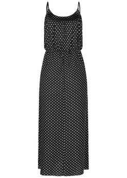 Fresh Lemons Damen Viskose Maxi Kleid Taillengummibund Punkte Muster Schwarz Weiss -ModeWelt Verkäufe 20065168 2