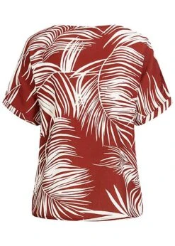 ONLY Damen V-Neck Oversized Blusen Shirt Tropical Print Burnt Henna Braun -ModeWelt Verkäufe 20073433 1