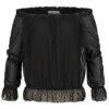 Hailys Damen Off-Shoulder Mesh Chiffon Shirt Punkte Muster 2-lagig Schwarz -ModeWelt Verkäufe 20073814