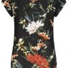 ONLY Damen NOOS Blusen Top Zipper Hinten Floraler Print Schwarz -ModeWelt Verkäufe 20083911