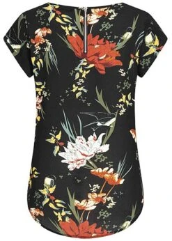 ONLY Damen NOOS Blusen Top Zipper Hinten Floraler Print Schwarz -ModeWelt Verkäufe 20083911 2