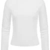 Sublevel Damen Ribbed Frill Longsleeve Pullover High-Neck Off Weiss -ModeWelt Verkäufe 20094193
