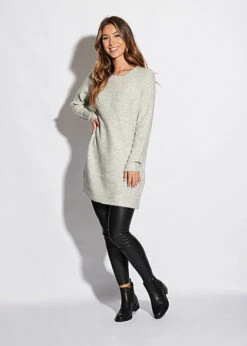 ONLY Damen NOOS Struktur Strickkleid Hell Grau Melange -ModeWelt Verkäufe 20094343 3