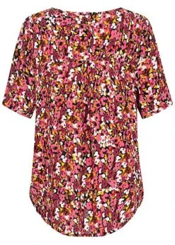 ONLY Damen Krepp Blusen Shirt Floraler Print Vokuhila Schwarz Rot Multicolor -ModeWelt Verkäufe 20104616 2