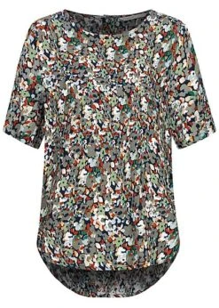 ONLY Damen Krepp Blusen Shirt Floraler Print Vokuhila Night Sky Blau Multicolor