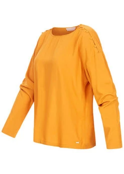 Tom Tailor Damen Langarm Bluse Schulter Knopfleiste Orange Gelb -ModeWelt Verkäufe 20104791 1