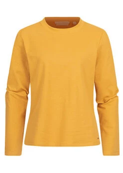 Tom Tailor Damen Longsleeve Pullover Mit Seitl. Schlitzen Indian Spice Gelb