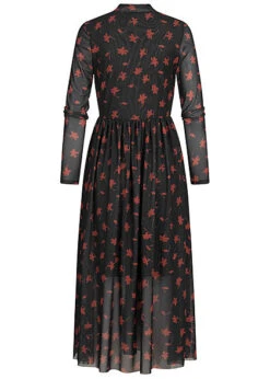 Tom Tailor Damen High-Neck Longform Mesh Kleid 2-lagig Blumen Muster Schwarz Rot -ModeWelt Verkäufe 20110328 2