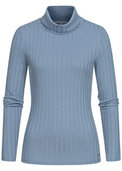 Tom Tailor Damen Rollkragen Strukturpullover Longsleeve Medium Soft Blau