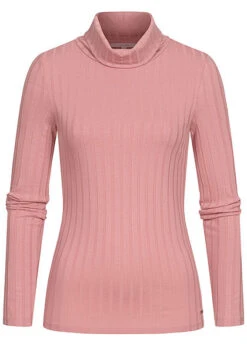Tom Tailor Damen Rollkragen Strukturpullover Longsleeve Cozy Rosa