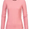 Tom Tailor Damen Ribbed Frill Longsleeve Cozy Rosa