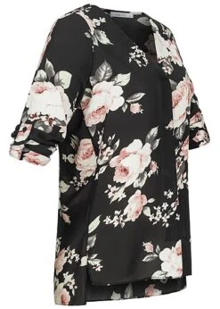 Hailys Damen 3/4 Arm Turn-Up V-Neck Krepp Bluse Rosen Print Vokuhila Schwarz Rosa 8 Hailys Damen 3/4 Arm Turn-Up V-Neck Krepp Bluse Rosen Print Vokuhila Schwarz Rosa -ModeWelt Verkäufe 21010263 2