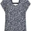 Tom Tailor Damen V-Neck Viskose Blusen Shirt Blumen Muster Navy Blau -ModeWelt Verkäufe 21020722