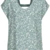 Tom Tailor Damen V-Neck Viskose Blusen Shirt Blumen Muster Mineral Blau