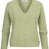 Hailys Damen V-Neck Longsleeve Pullover Strukturstoff Soft Grün -ModeWelt Verkäufe 21030879