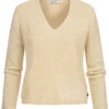 Hailys Damen V-Neck Longsleeve Pullover Strukturstoff Beige
