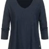 Tom Tailor Damen 7/8 Arm Struktur Longsleeve 2-lagig V-Neck Sky Captain Blau -ModeWelt Verkäufe 21031124