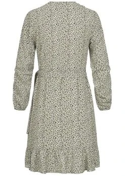 ONLY Damen NOOS V-Neck Mini Wickelkleid Mit Frilldetails Punkte Muster Seagrass Grün -ModeWelt Verkäufe 21031135 2