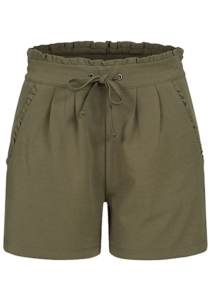 JACQUELINE DE YONG JDY By ONLY Damen NOOS Jersey Shorts Mit Frilldetails 2-Pockets Kalamata Oliv Grün
