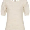 Tom Tailor Damen 1/2-Arm Shirt Rückenausschnitt Struktur Stoff Soft Creme Beige