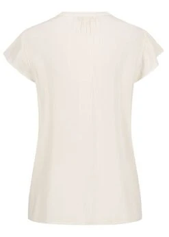 Tom Tailor Damen Krepp Blusen Shirt Volantärmel Halbe Knopfleiste Soft Creme Beige -ModeWelt Verkäufe 21041580 2
