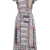 ONLY Damen V-Neck Midi Viskose Kleid Azteken Print Faded Denim Blau -ModeWelt Verkäufe 21041979