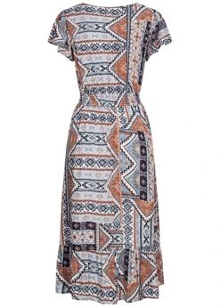 ONLY Damen V-Neck Midi Viskose Kleid Azteken Print Faded Denim Blau -ModeWelt Verkäufe 21041979 2