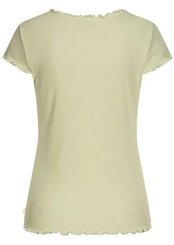 Tom Tailor Damen Ribbed V-Neck T-Shirt Mit Frilldetails Dusty Hell Grün -ModeWelt Verkäufe 21052412 1