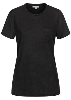 Tom Tailor Damen Basic T-Shirt Mit Brusttasche Tief Schwarz